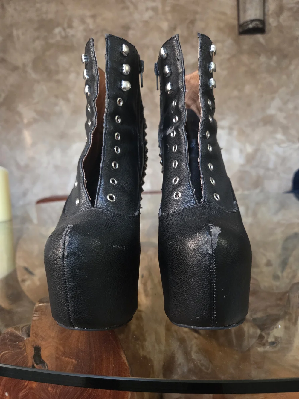 Jeffrey Campbell Black Studded Platform Wedge Boots